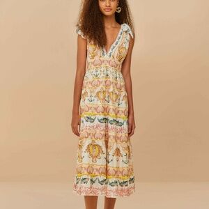 Farm Rio Off-White Maritime Magic Midi Dress